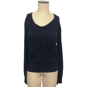 NWT Tulle Ribbon Weave Cardigan Sweater Navy Blue